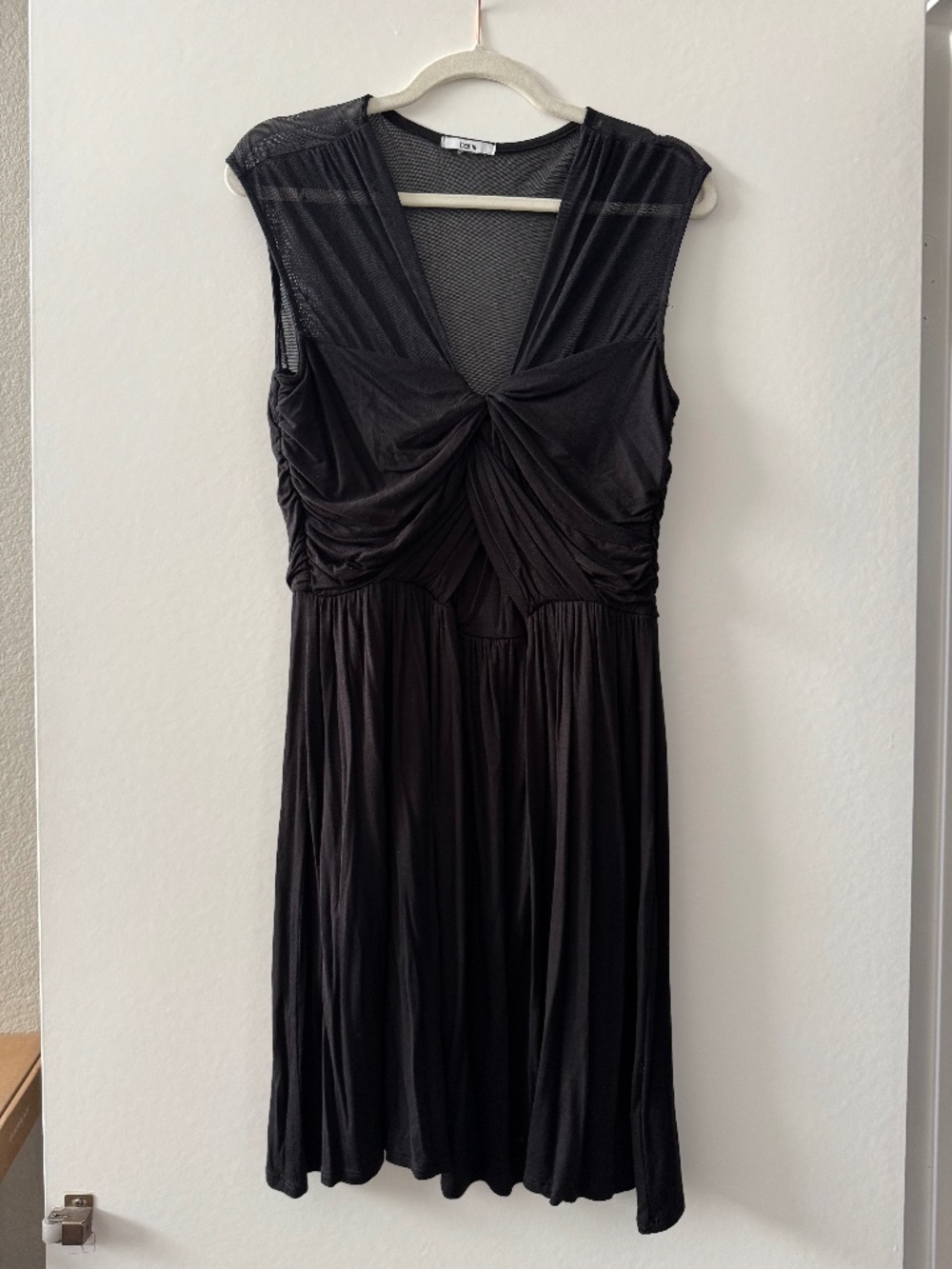 Bar III Black Mesh Ruched Twist Front Dress – Size Tag Removed